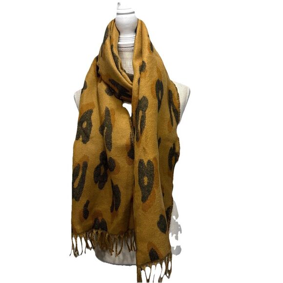 Madewell Brushed Leopard Scarf Fringed Toffee Cozy Fall - Picture 3 of 9